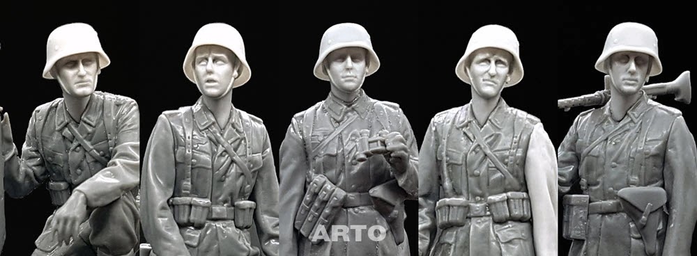 German M35-M40 helmet heads for Tamiya 35371 and Figures